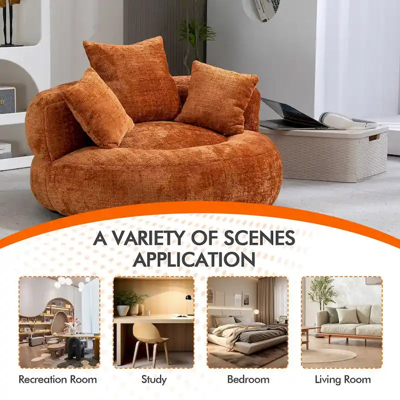 HOMEFUN Chenille Upholstered Durable Comfort Lounger High Back Bean Bag Chair