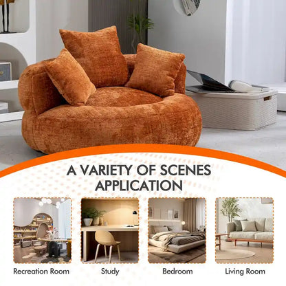 HOMEFUN Chenille Upholstered Durable Comfort Lounger High Back Bean Bag Chair