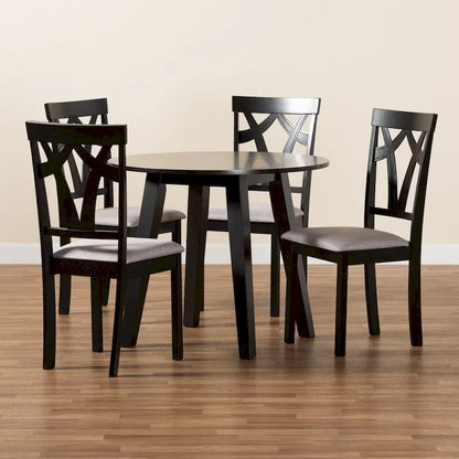 Derya Modern Transitional 5-Piece Wood Dining Set-Grey/Dark Brown