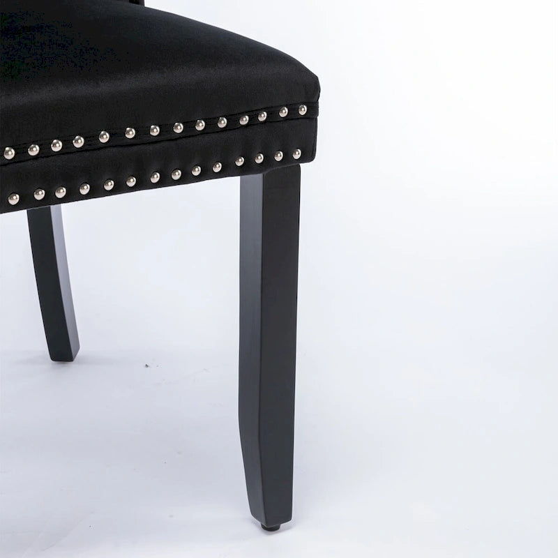 Modern, High-end Tufted Solid Wood Contemporary Velvet Upholstered Dining Chair with Wood Legs Nailhead Trim 2-Pcs Set