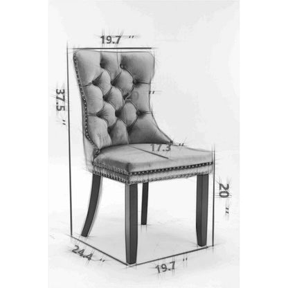 Modern, High-end Tufted Solid Wood Contemporary Velvet Upholstered Dining Chair with Wood Legs Nailhead Trim 2-Pcs Set
