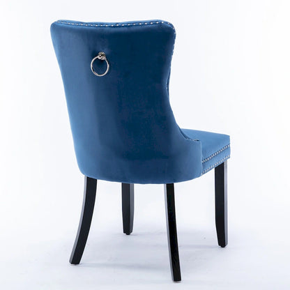 Modern, High-end Tufted Solid Wood Contemporary Velvet Upholstered Dining Chair with Wood Legs Nailhead Trim 2-Pcs Set