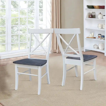 36 in Round Top Pedestal Dining Table with 4 X-back Dining Chairs