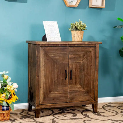 2-Door Accent Wooden Style Storage Cabinet with Shelves