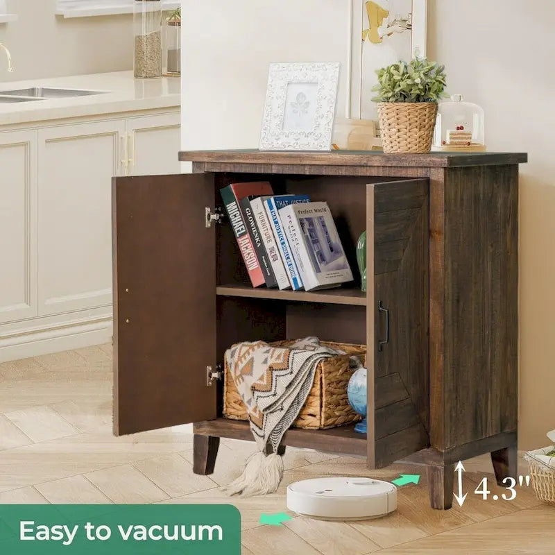 2-Door Accent Wooden Style Storage Cabinet with Shelves