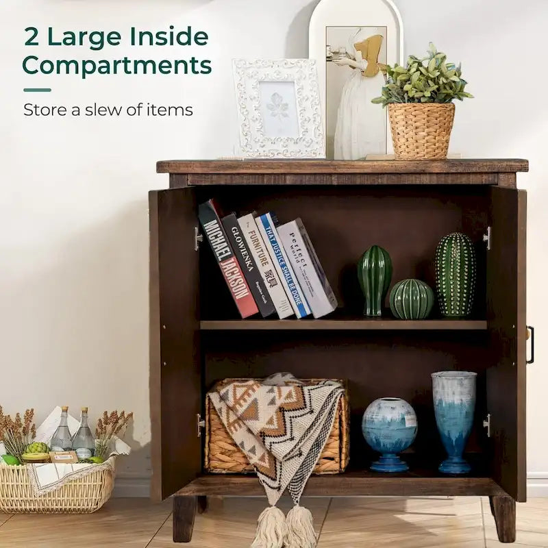 2-Door Accent Wooden Style Storage Cabinet with Shelves