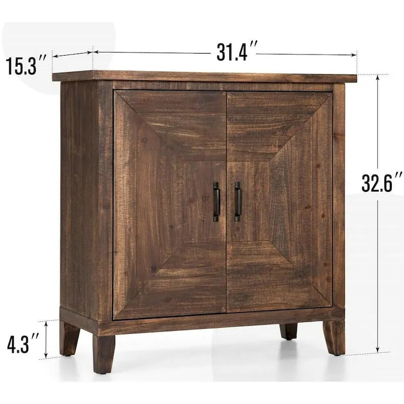 2-Door Accent Wooden Style Storage Cabinet with Shelves