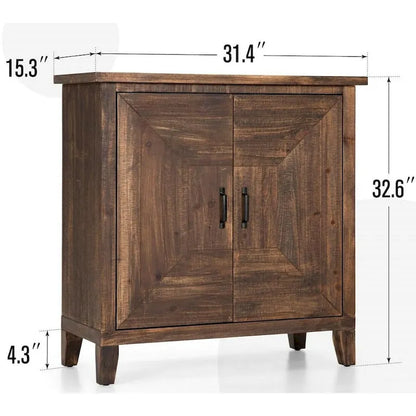 2-Door Accent Wooden Style Storage Cabinet with Shelves