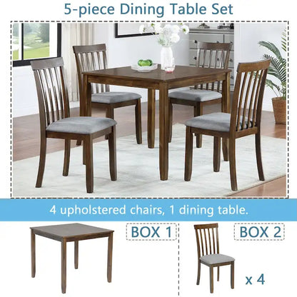 Wooden Dining Rectangular Table set for 4,Kitchen Dining Table for Small Space,Walnut