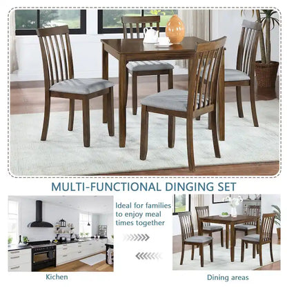 Wooden Dining Rectangular Table set for 4,Kitchen Dining Table for Small Space,Walnut