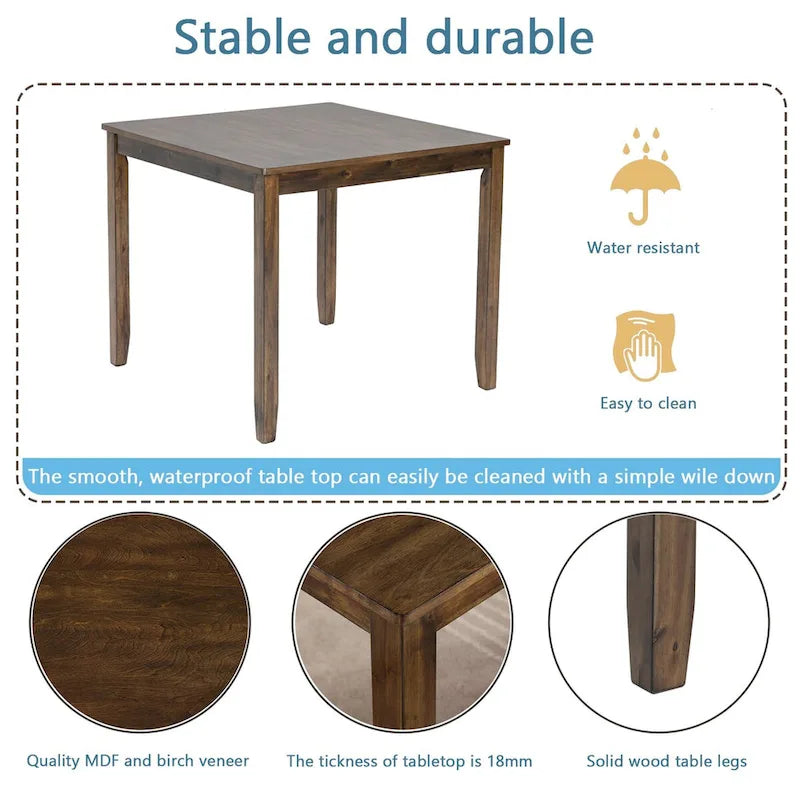 Wooden Dining Rectangular Table set for 4,Kitchen Dining Table for Small Space,Walnut