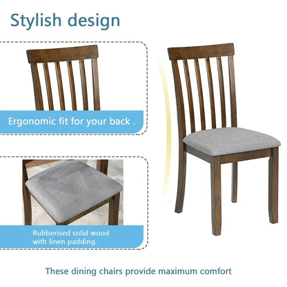 Wooden Dining Rectangular Table set for 4,Kitchen Dining Table for Small Space,Walnut