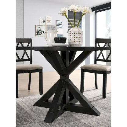 Windvale Cross-Buck Base Dining Table in Black