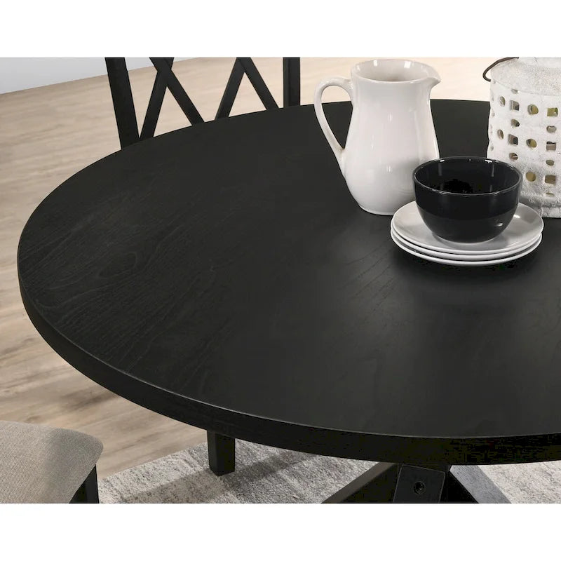 Windvale Cross-Buck Base Dining Table in Black