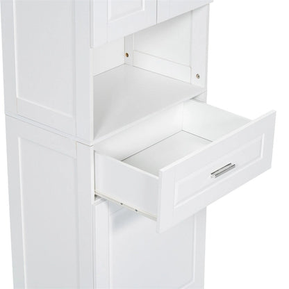 Tall Bathroom Cabinet with Laundry Basket,Large Storage Space