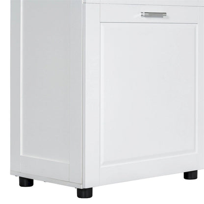 Tall Bathroom Cabinet with Laundry Basket,Large Storage Space