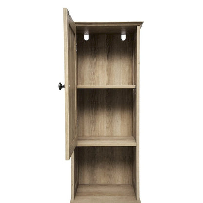 Farmhouse Freestanding Linen Tower with Shelves, Drawer, and Doors