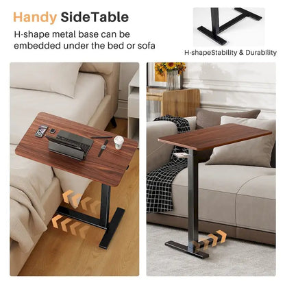 Mobile Standing Desk with Wheels Pneumatic Laptop Desk Rolling Computer Cart Movable Height Adjustable Small Stand Desk Home