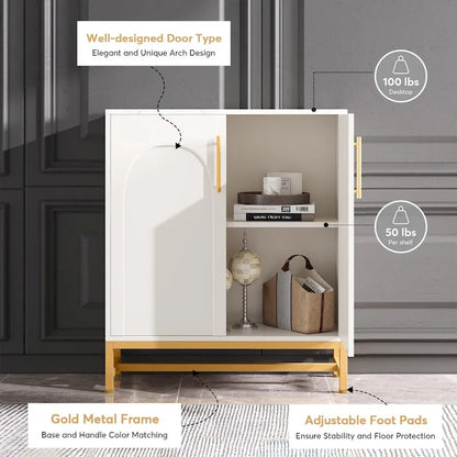 Sideboard Buffet Cabinet with Storage, Modern 4 Doors Buffets with Adjustable Shelf for Living Room Kitchen Dining Room Hallway