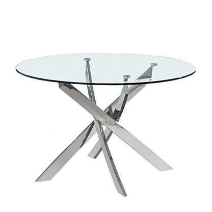 Creative Imageds Round Glass Dining Table with X-Cross Base