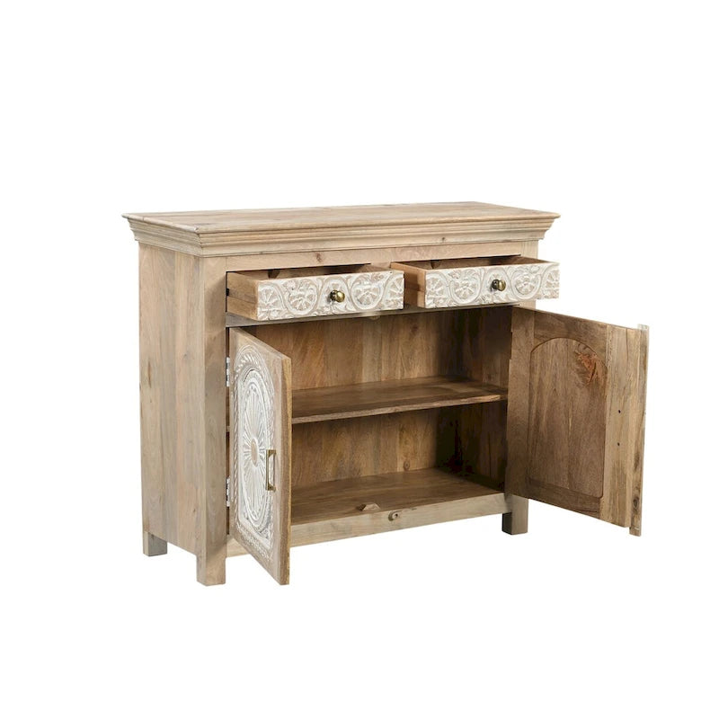 Clara 2-drawer 2-door Carved Solid Wood Sideboard
