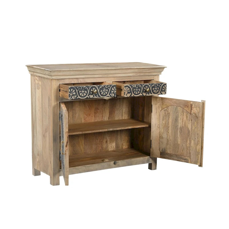 Clara 2-drawer 2-door Carved Solid Wood Sideboard
