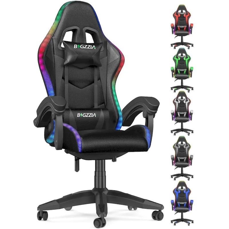 RGB Gaming Chair with LED Lights and Ergonomic Computer Chair