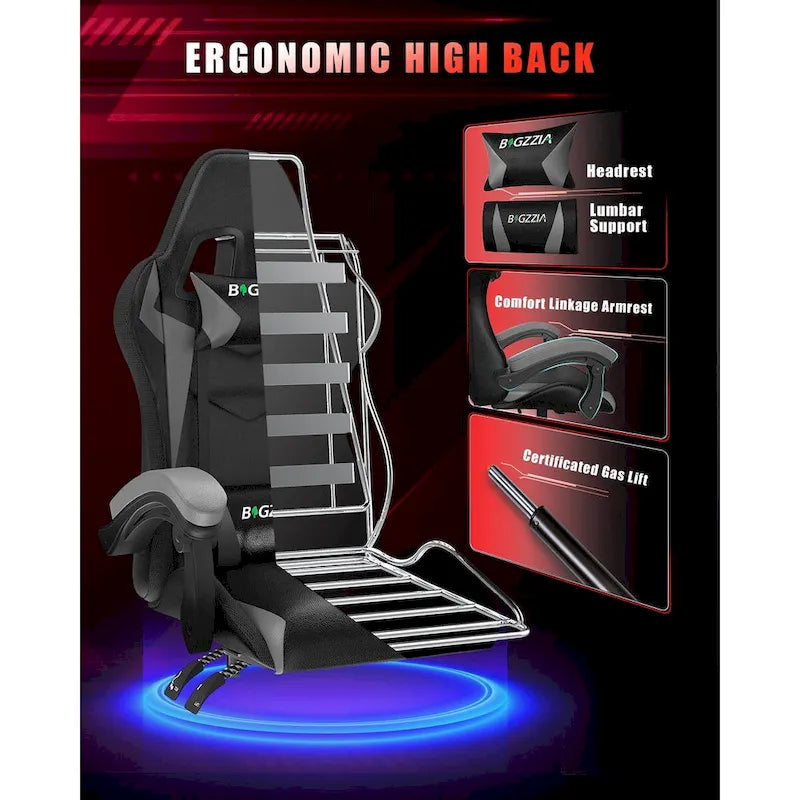 RGB Gaming Chair with LED Lights and Ergonomic Computer Chair