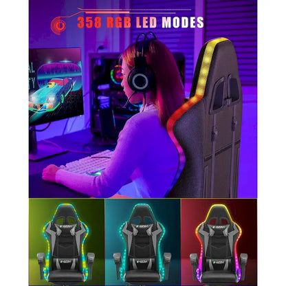 RGB Gaming Chair with LED Lights and Ergonomic Computer Chair