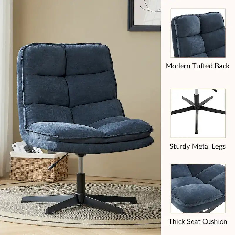 Joaquin Modern Armless 0ffice Chair Tufted 360Swivel With Upholstered by HULALA HOME