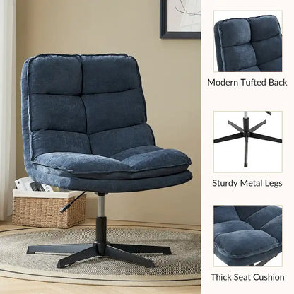 Joaquin Modern Armless 0ffice Chair Tufted 360Swivel With Upholstered by HULALA HOME