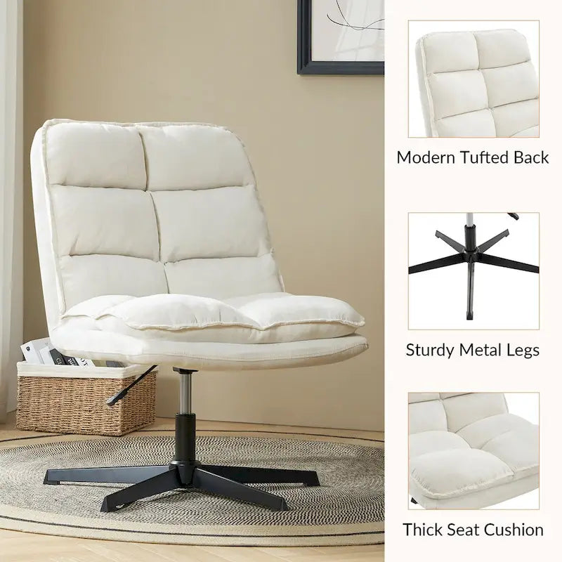 Joaquin Modern Armless 0ffice Chair Tufted 360Swivel With Upholstered by HULALA HOME