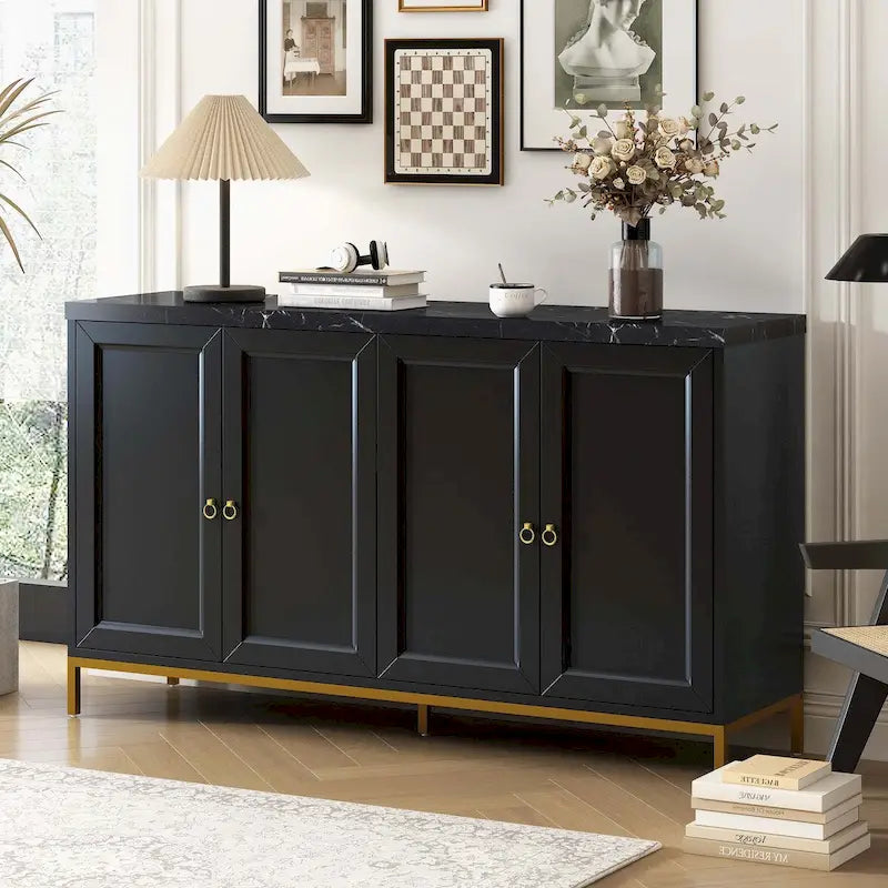Modern Sideboard with Metal Handles for Living Room