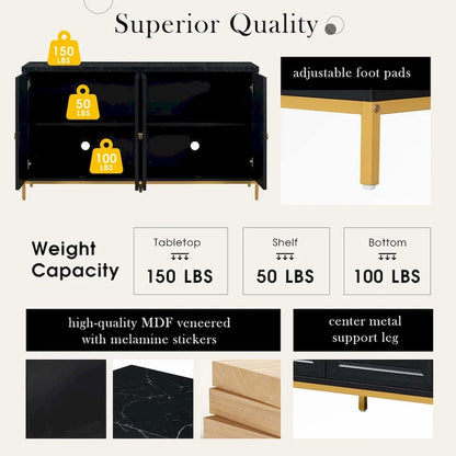 Modern Sideboard with Metal Handles for Living Room