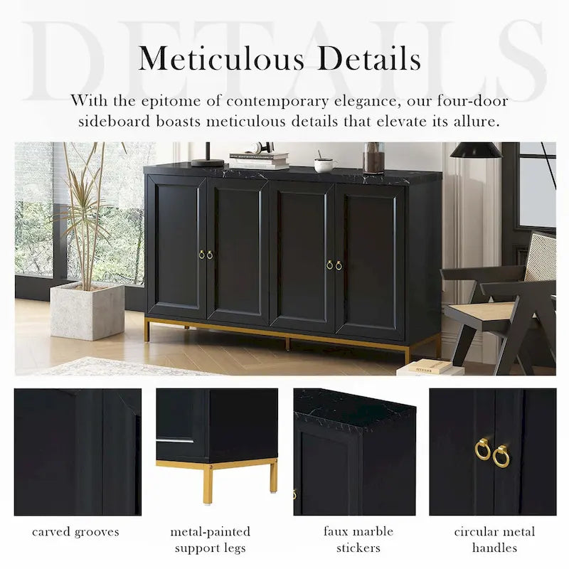 Modern Sideboard with Metal Handles for Living Room