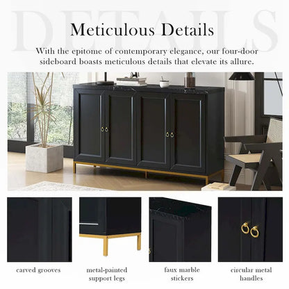 Modern Sideboard with Metal Handles for Living Room