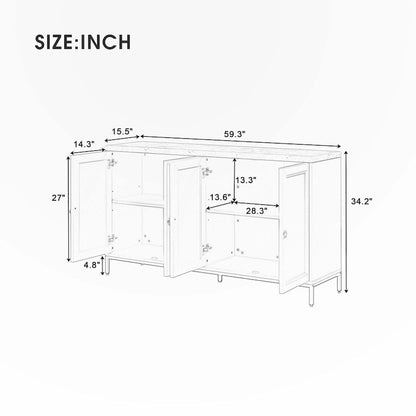 Modern Sideboard with Metal Handles for Living Room