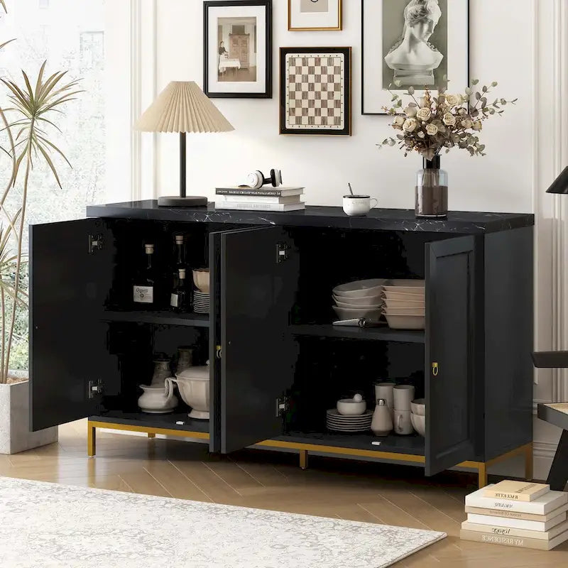 Modern Sideboard with Metal Handles for Living Room