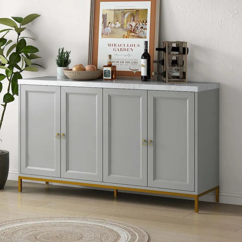Modern Sideboard with Metal Handles for Living Room