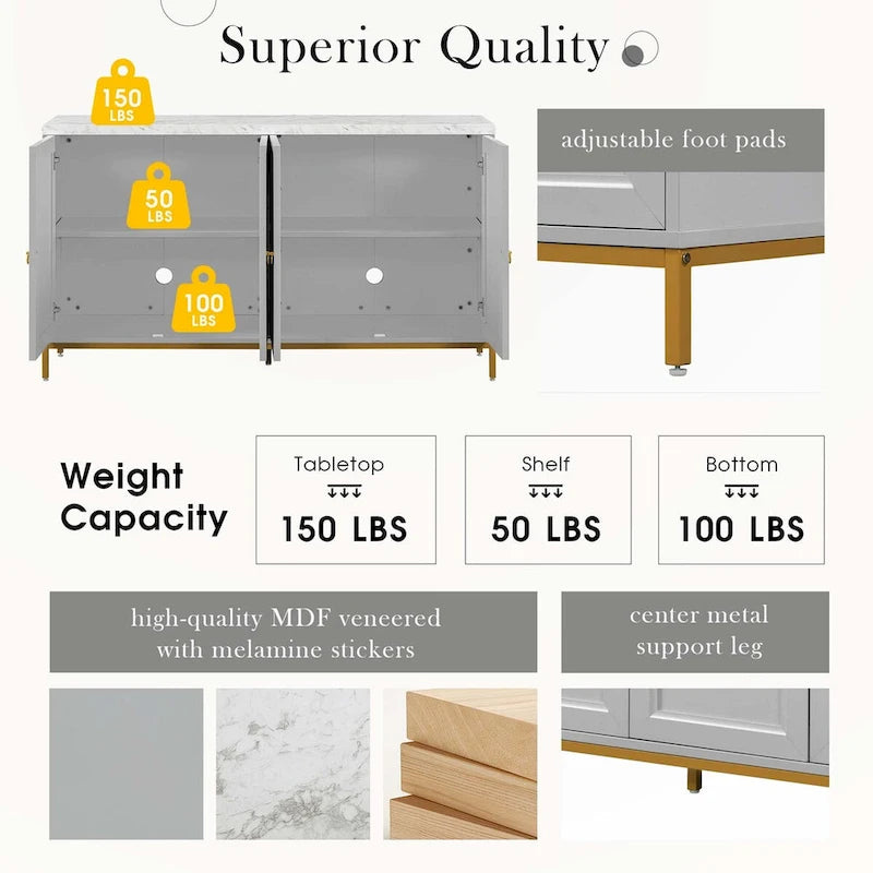 Modern Sideboard with Metal Handles for Living Room