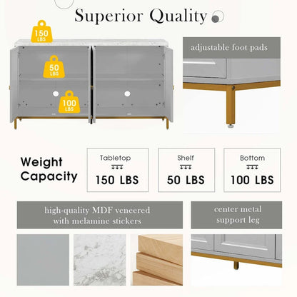 Modern Sideboard with Metal Handles for Living Room