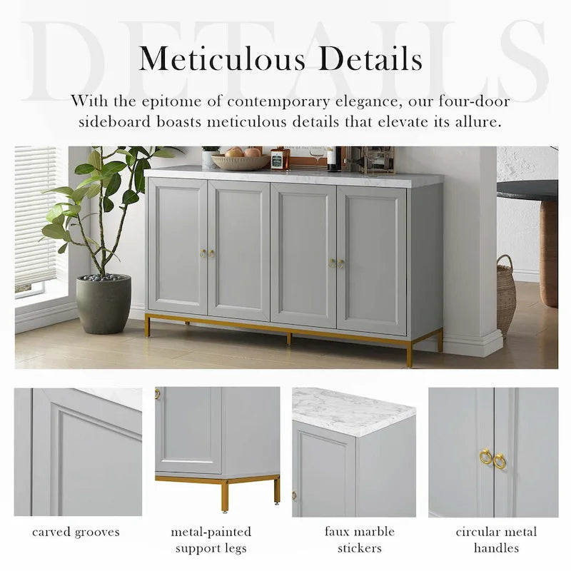Modern Sideboard with Metal Handles for Living Room