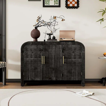 Retro Minimalist Curved Sideboard with Adjustable Dividers