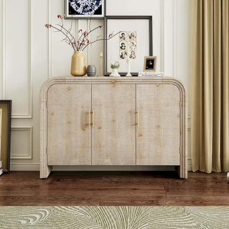 Retro Minimalist Curved Sideboard with Adjustable Dividers