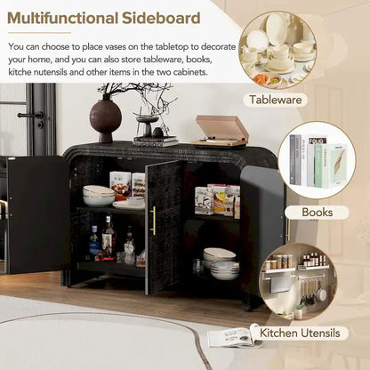 Retro Minimalist Curved Sideboard with Adjustable Dividers