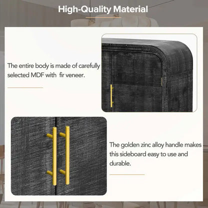 Retro Minimalist Curved Sideboard with Adjustable Dividers