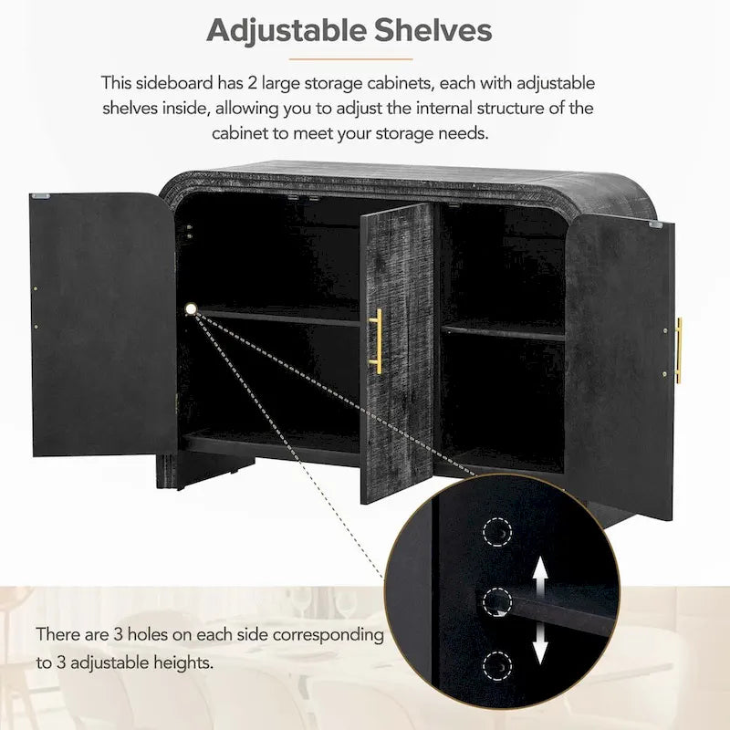 Retro Minimalist Curved Sideboard with Adjustable Dividers