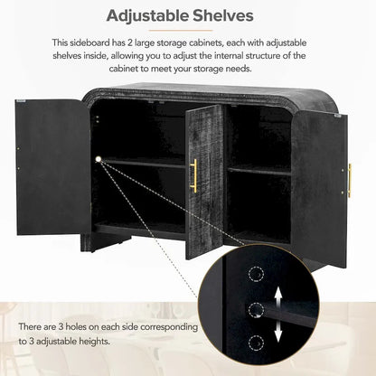 Retro Minimalist Curved Sideboard with Adjustable Dividers