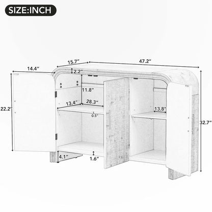 Retro Minimalist Curved Sideboard with Adjustable Dividers