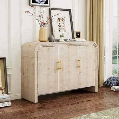 Retro Minimalist Curved Sideboard with Adjustable Dividers